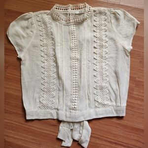Elegant E & M Cream Lace Juniors Top
